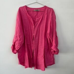 Flax Women's Bubblegum Pink 🫧🩷 Button-Down Shirt/Tunic